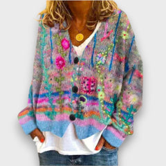 Esmira – Strickjacke mit Muster in Blau