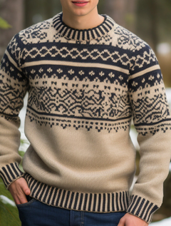 Andrew - Geometrischer Pullover in Khaki