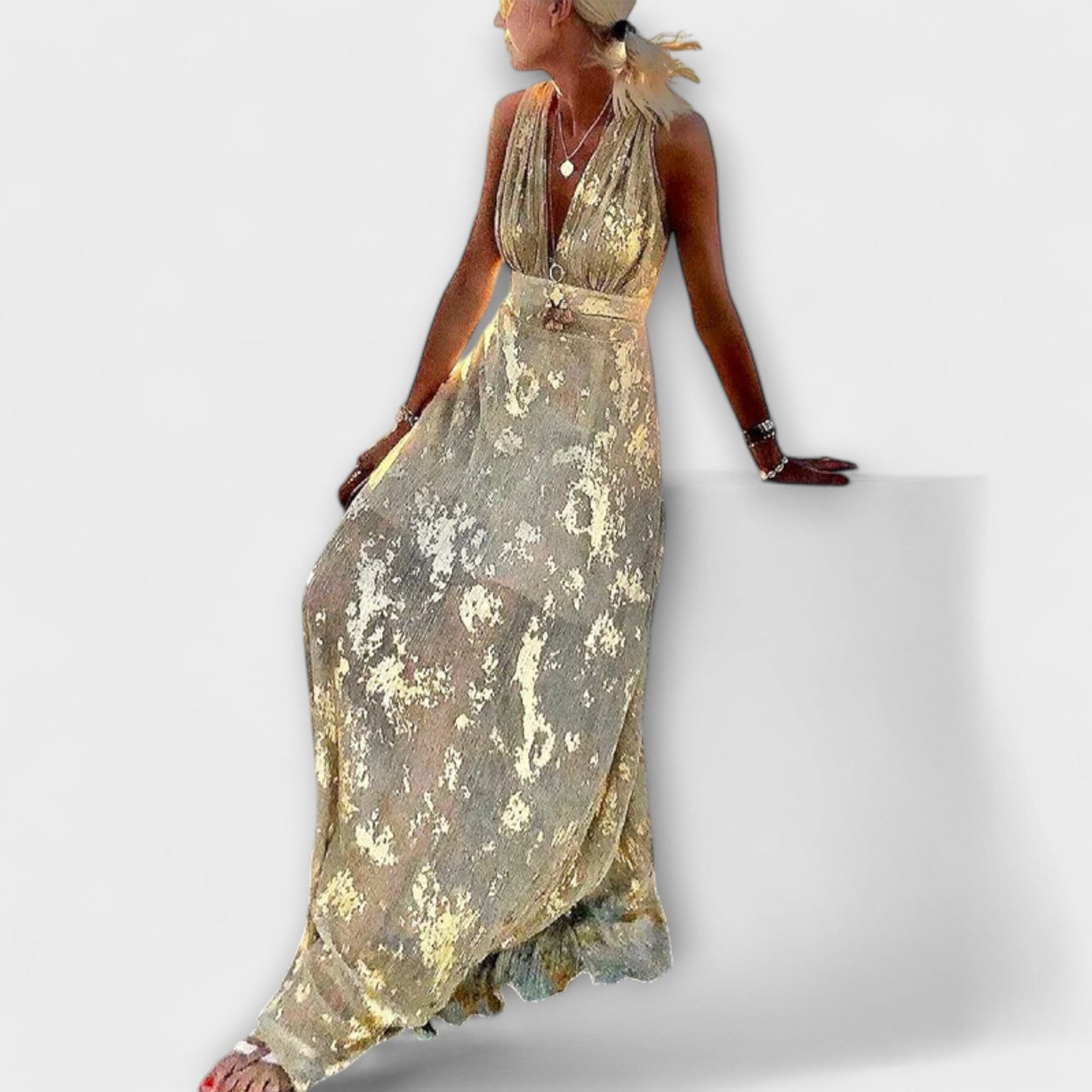 V-Ausschnitt Kleid mit Glitzerverzierungen