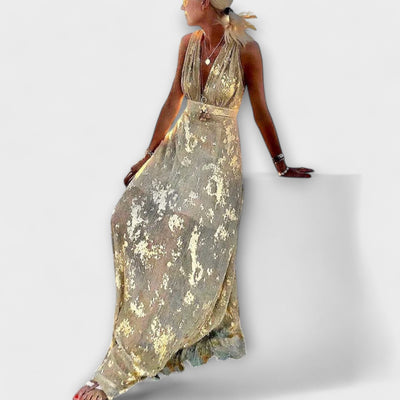 V-Ausschnitt Kleid mit Glitzerverzierungen