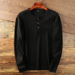 Felix | Herren Casual Langarm Henley T-shirt in Schwarz