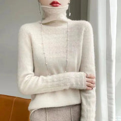 Warmer Rollkragenpullover für Frauen in Beige