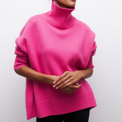 Estelle - Lockerer Rollkragenpullover in Rosa