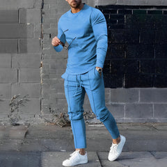 RAFAEL – Leichtes Set aus Pullover und Hose für Herren in Blau