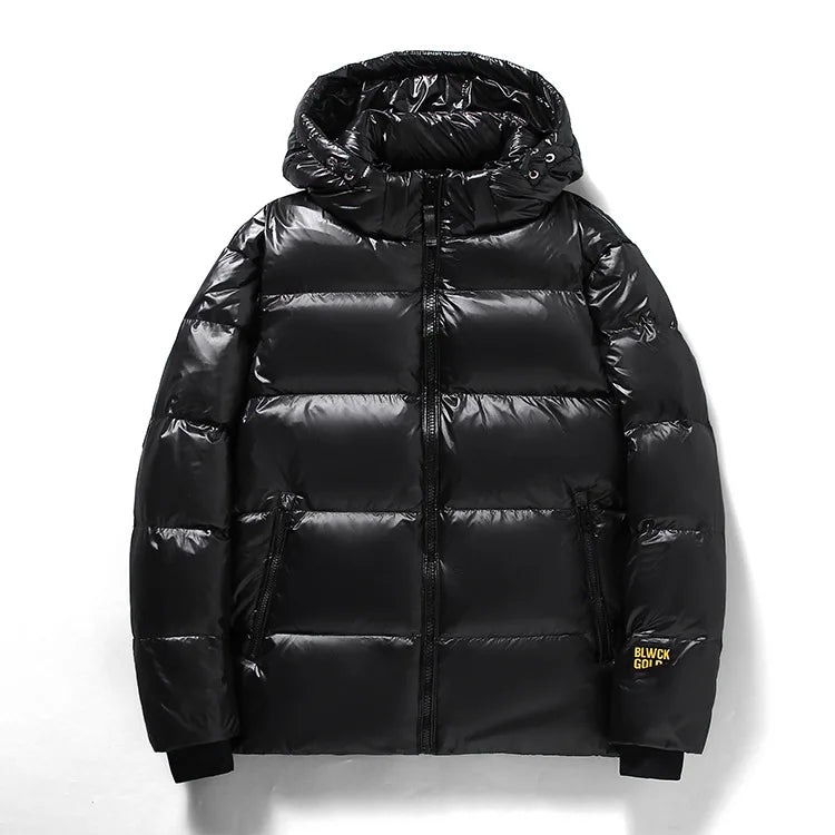 Herren Winter-Daunen Jacke mit Kapuze | Schwarz
