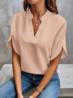 Sophia | Plissee-Front Stehkragen Bluse in Rosa