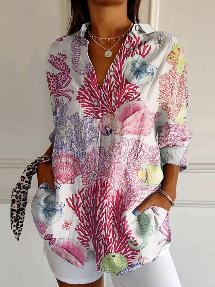 Damen Elegante Button Down Hemd | Langarm