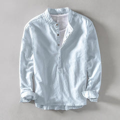 Nevio | Herren Langarm-Henley-Shirt in Hellblau
