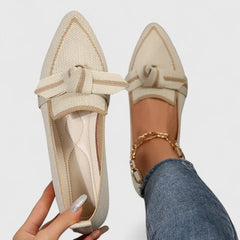 Felicia | Orthopädische Spitz Zulaufende Knoten Loafer in Beige