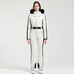 Einteiliger Skianzug für Damen | Wintersportbekleidung in Weiß