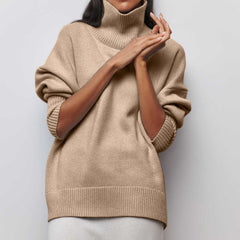 Estelle - Lockerer Rollkragenpullover in Helles Khaki