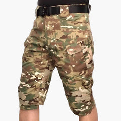 Outdoor-Shorts für Herren mit Multifunktionstaschen und Gürtel in CP-Tarnung