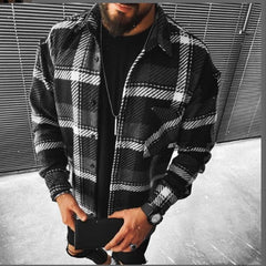 Karl - Die Elegante Und Einzigartige Hemdjacke in Schwarzes Gitter