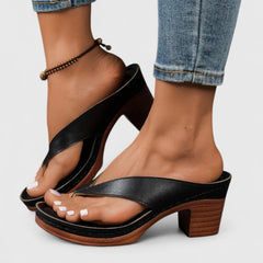 Paige | Blockabsatz Plateau Sandalen in Schwarz