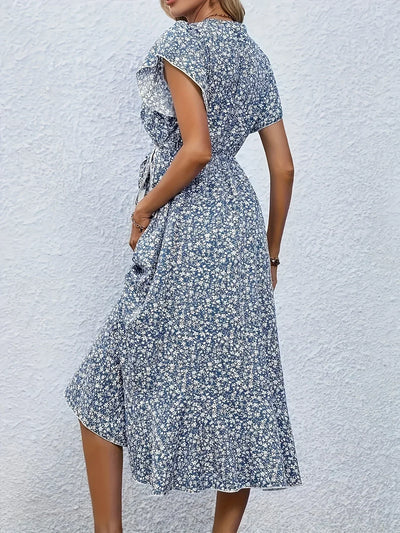 Damen Elegante Blumenmuster Kleid | Midi