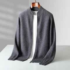 Miles Zip Cardigan in Dark Grey
