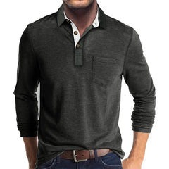 Jörg™ | Herren Langarmshirt in Unifarbe in Dunkelgrau