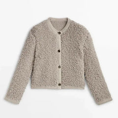 Modischer Damen-Teddy-Mantel | Elegante in Khaki
