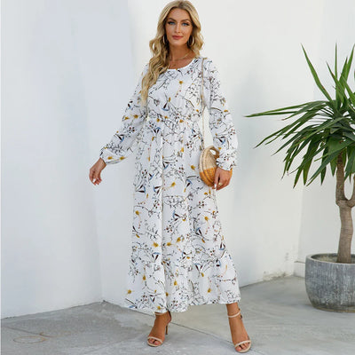 Damen Boho Maxikleid mit Blumenmuster | Langarm
