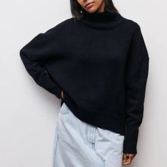 Oversize-Rollkragenpullover CLARA aus Kaschmir in Schwarz