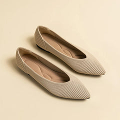 Damen Casual Elastische Weiche Strick Flache Schuhe in Beige