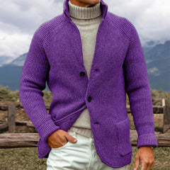 ERWIN - STRICKJACKE AUS GROBER STRICKOPTIK in Lila