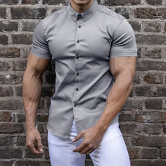 Detroit™ Slim Fit Hemd mit Körpernahem Sitz in Hellgrau