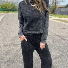 Sunday™ Set aus weichem Sweatshirt mit lockerer Passform / Entspannt, weich und stilvoll! in Schwarz