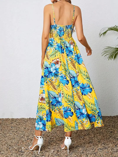 Damen Sommer Kleid mit Blumenmuster | Maxi