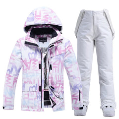 Damen Winter Skianzug | Jacke und Hose in Lila / Weiß