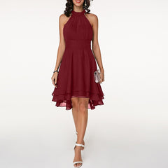 Nicoletta | Damen Sommer Neckholder Midikleid in Rot