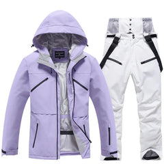 Unisex Winter Skianzug | Zweiteiliges Set in Lila / Weiß