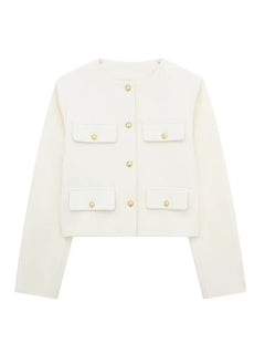 Elsie - Klassischer Tweed-Blazer - Herbstmode in Beige
