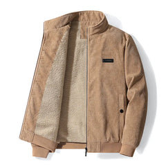 Elias - Retro-Samt-Sherpa-Jacke in Beige