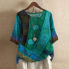 Lily | Laternenärmel Blumenmuster Bluse in Blau/Grün
