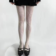 Modische Damen Strumpfhose | Ausgehöhlt in Weiß