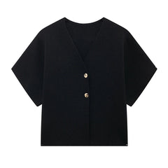 Alba – 2-Knopf-Bluse – Vielseitig, lockere Passform in Schwarz