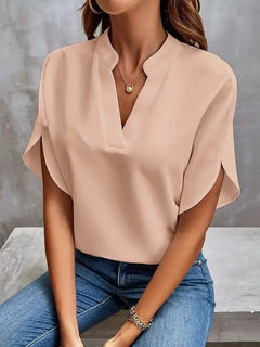Thea®️™ | Fließende Bluse mit V-Ausschnitt in Rose