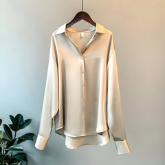 Meryn | Luxuriöse Seidenbluse für jeden formellen Anlas in Beige