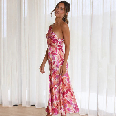 Asymmetrisches Blumenmuster Sommerkleid für Damen