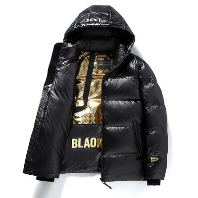 Herren Winter-Daunen Jacke mit Kapuze | Schwarz