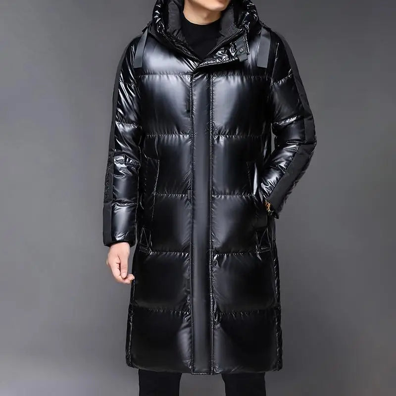 Schwarze Winter Daunen Jacke für Herren | mit Kapuze