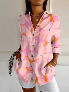 Selina - Blumenbluse Mit Eleganter Passform Vielseitig Und Bequem in Rosa Blume