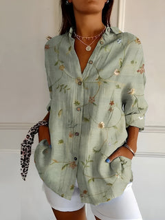 Selina - Blumenbluse Mit Eleganter Passform Vielseitig Und Bequem in Grün