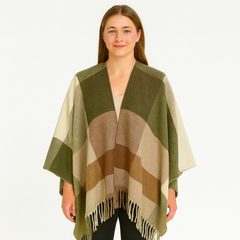 Selina | Geometrischer Schal-Cardigan mit offener Vorderseite in Gelb-Grün