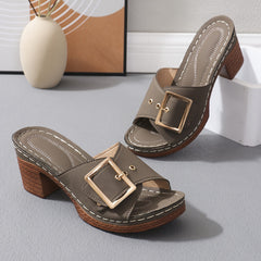 Eleganta™ – Damen Ledersandalen Stilvoll & Komfortabel durch den Sommer in Kaffee