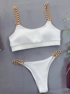 Helga® | Eleganter Neckholder-Badeanzug mit Rüschen in Weiß