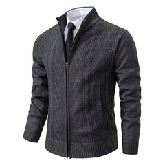 Elias | Zip-Up Vintage Cardigan in Dunkelgrau