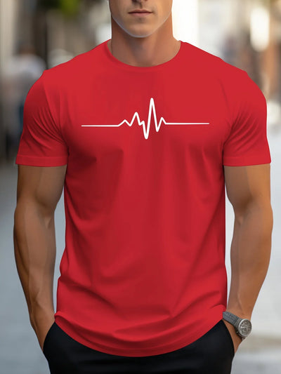 Herren Slim Fit Kurzarm T-Shirt | Herzschlag Print