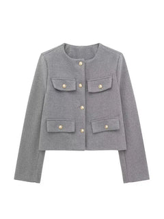 Elsie - Klassischer Tweed-Blazer - Herbstmode in Grau